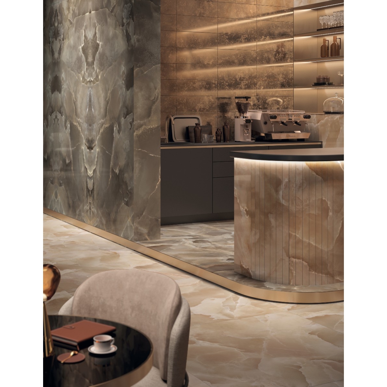 Mirage Onyce Champagne ON03 Pearl Boden- und Wandfliese 120x120 cm