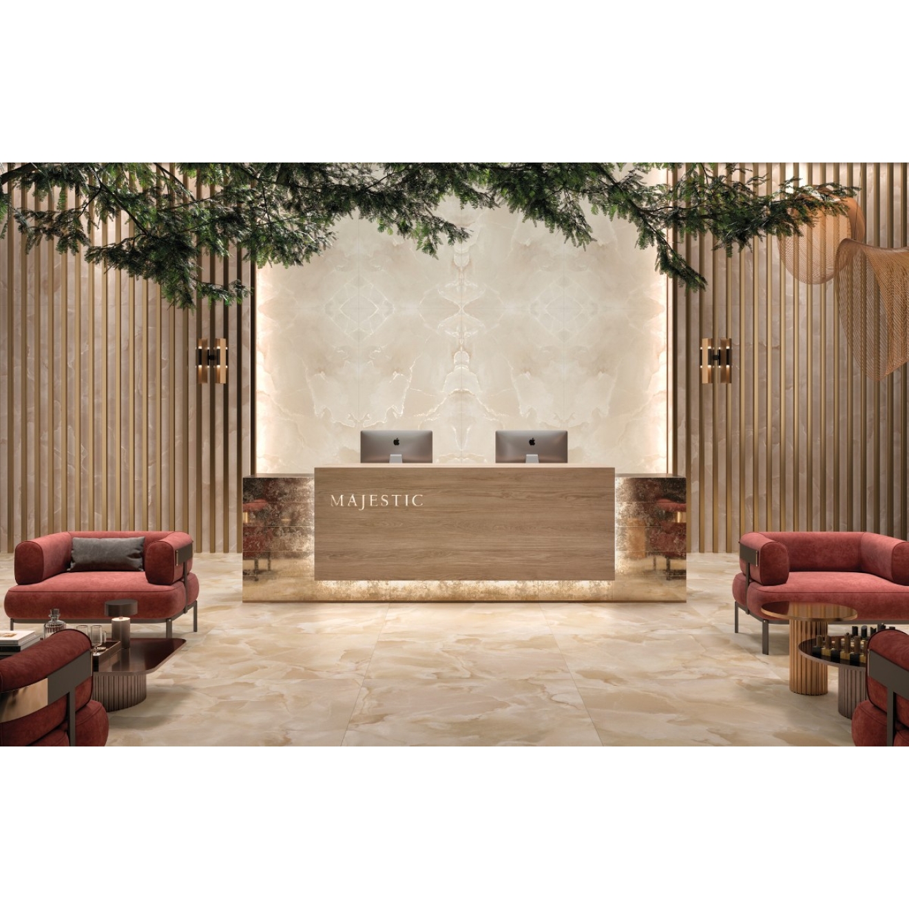 Mirage Onyce Champagne ON03 Pearl Boden- und Wandfliese 120x120 cm