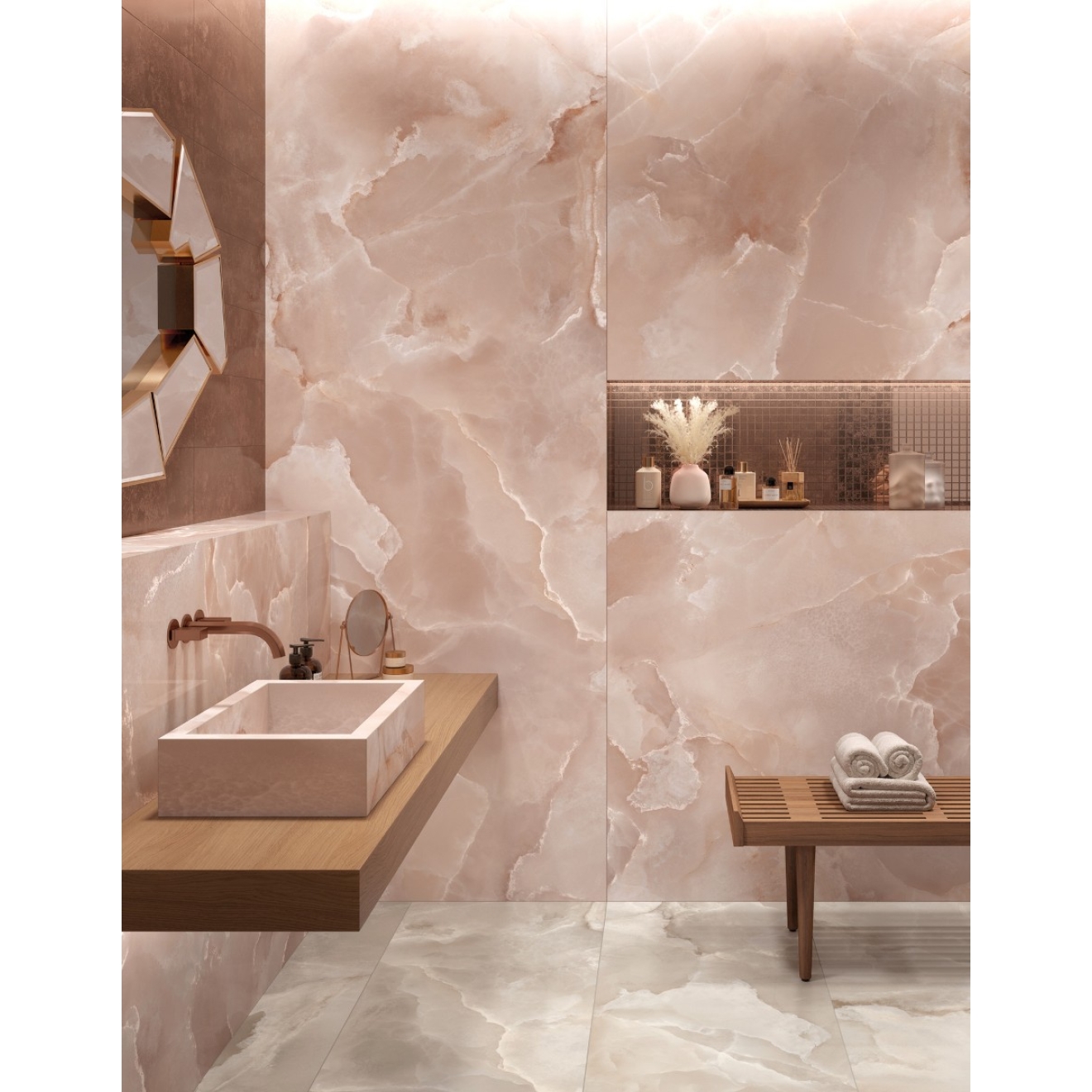 Mirage Onyce Rose ON04 Pearl Boden- und Wandfliese 60x120 cm