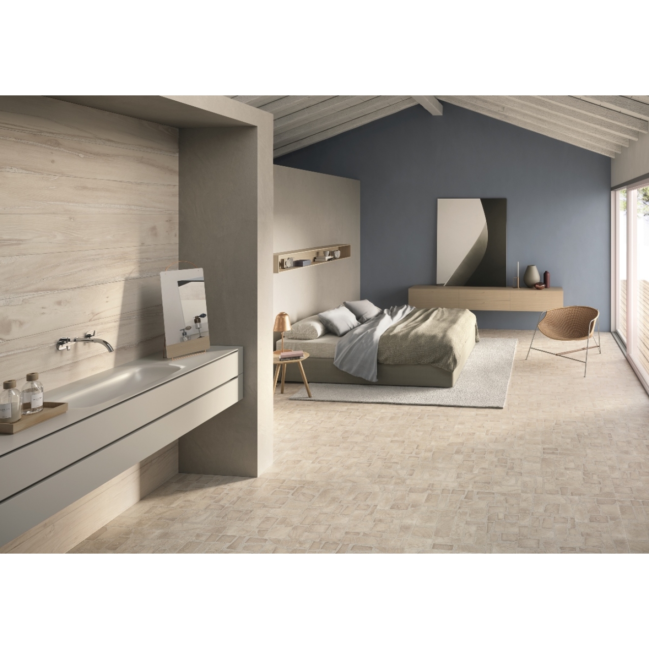 Provenza Alter Boden- und Wandfliese Sbiancato 20x120 cm