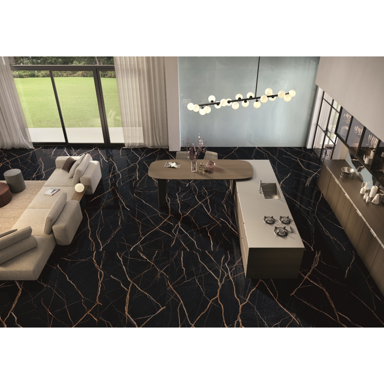 Provenza Unique Marble Boden- und Wandfliese Sahara Noir matt SilkTech 30x60 cm