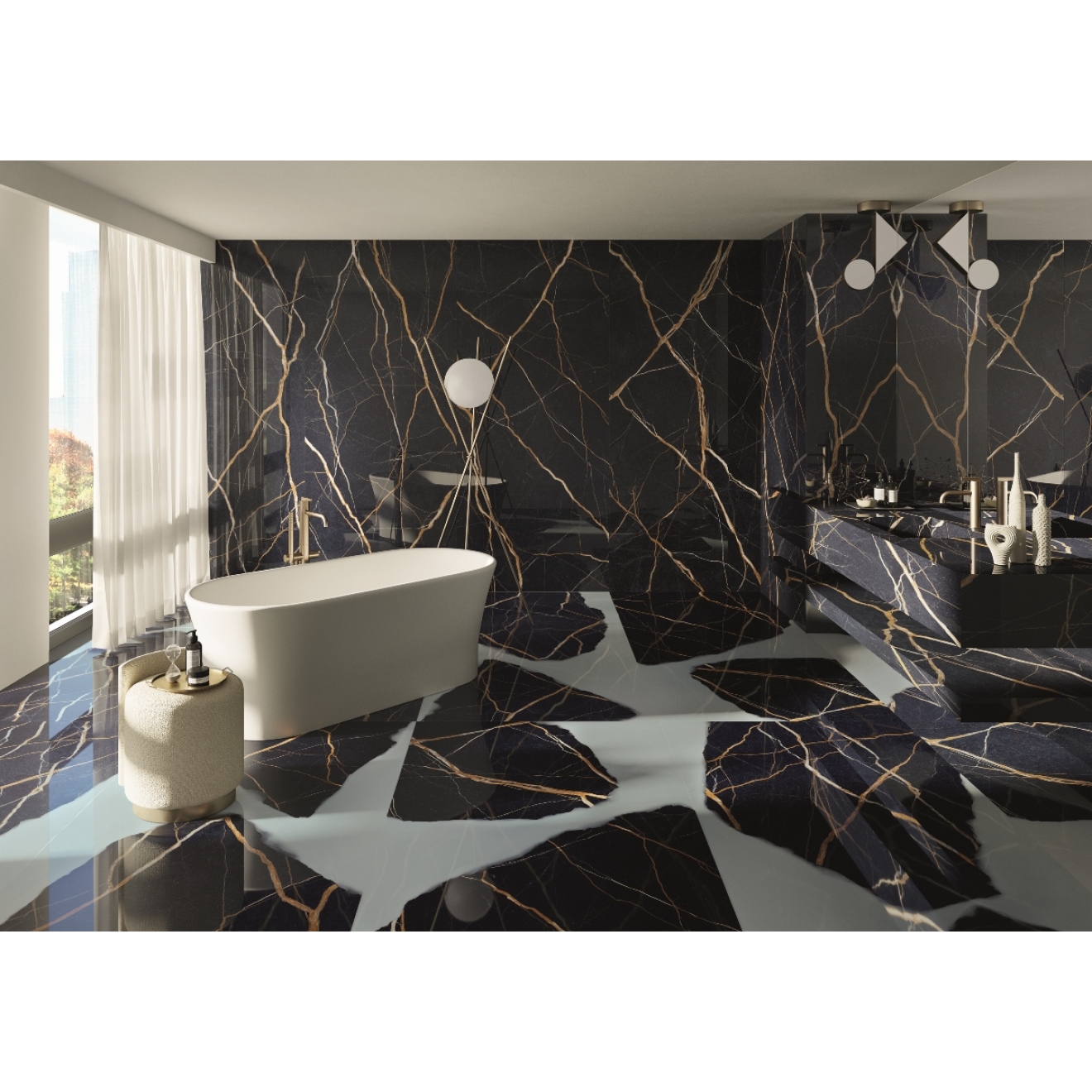 Provenza Unique Marble Boden- und Wandfliese Sahara Noir matt SilkTech 30x60 cm