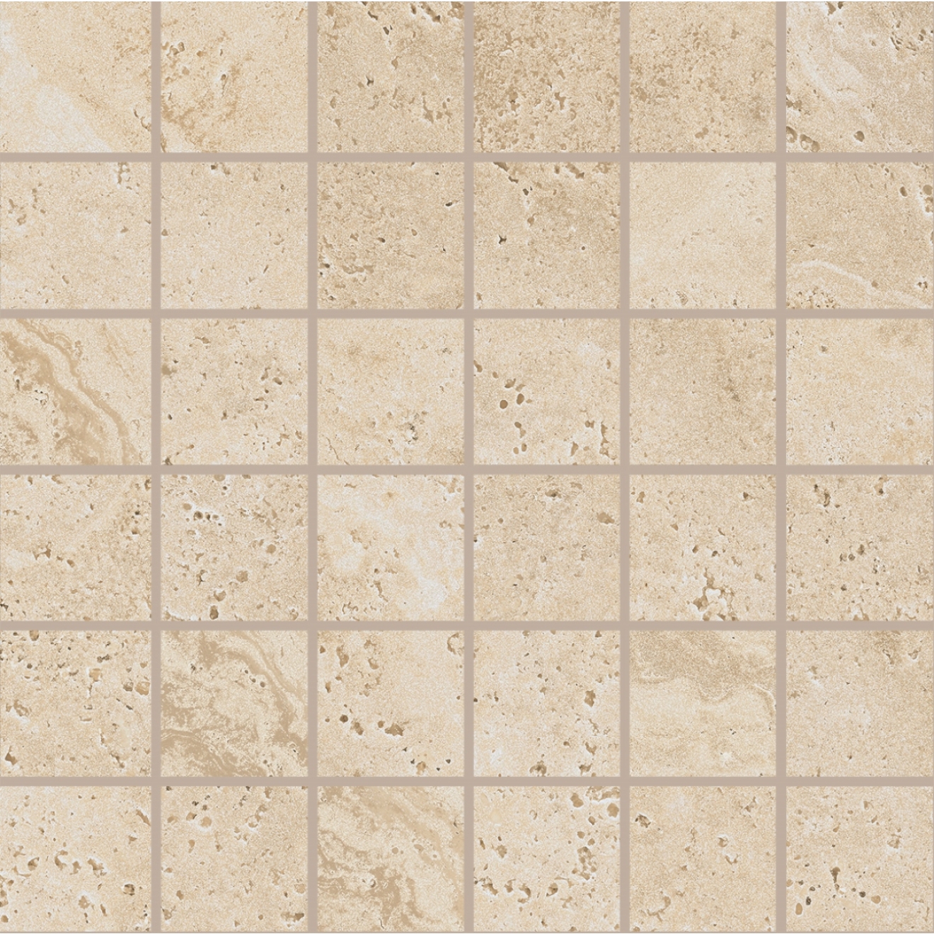 Provenza Unique Travertine Mosaik 5x5 Cream Minimal matt Matte 30x30 cm