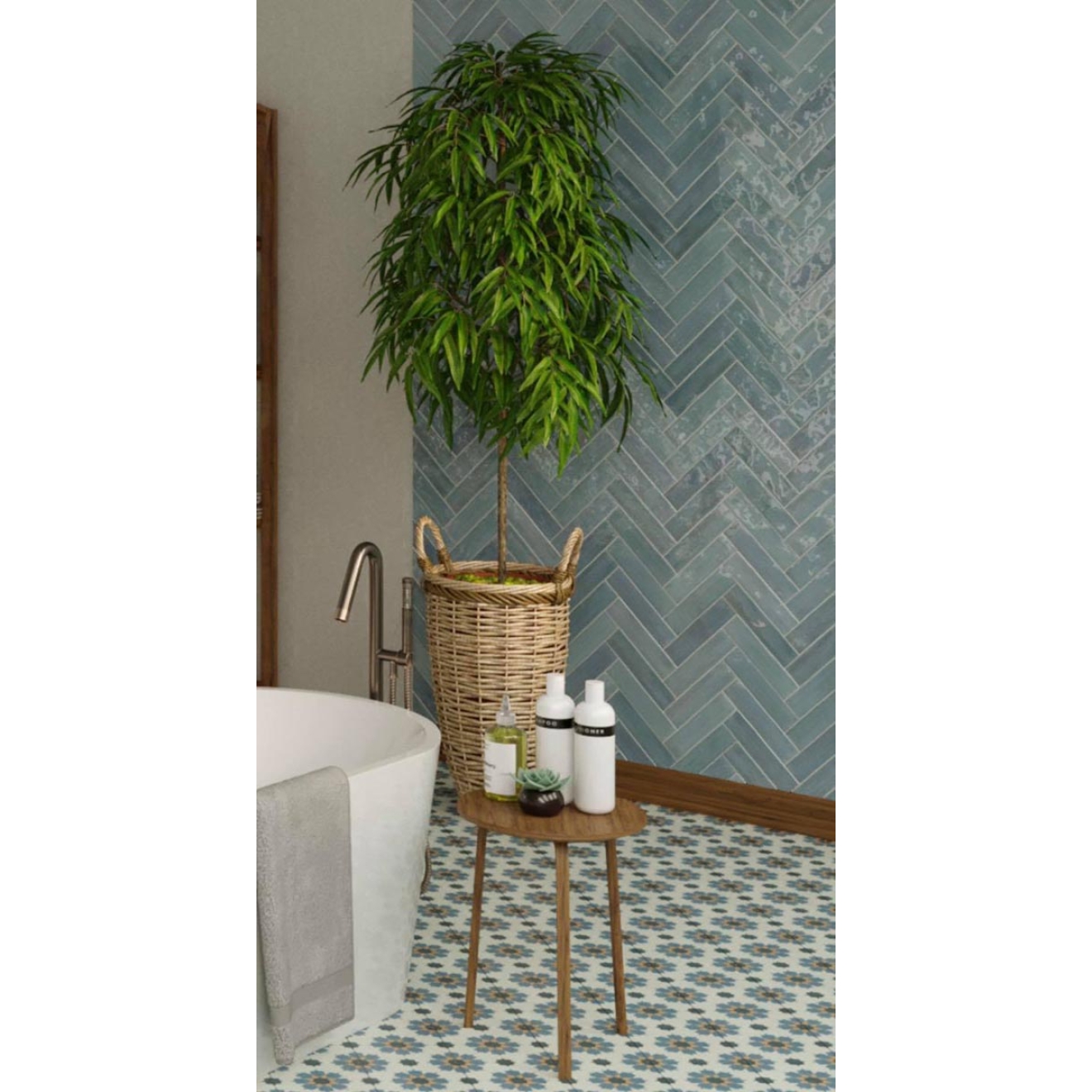 Revoir Paris Atelier Bleu Lumiere glänzend Wandfliese 6,2x25 cm