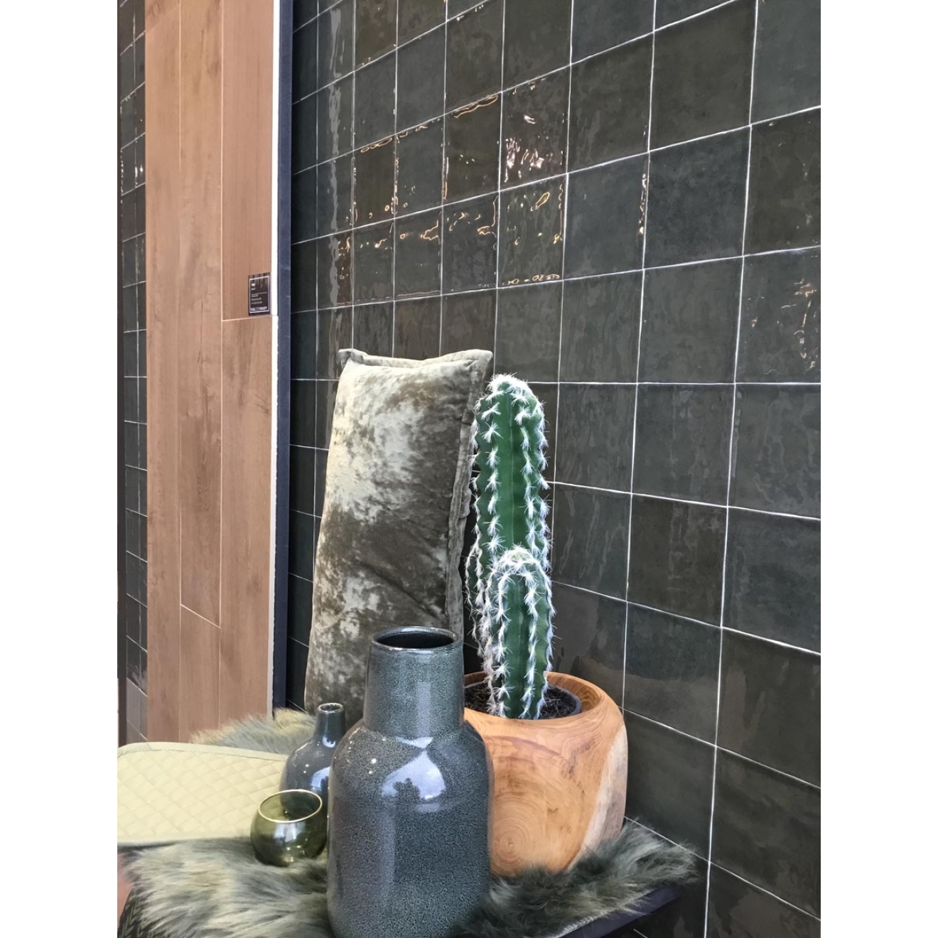 Revoir Paris Atelier Vert Emeraude glänzend Wandfliese 10x10 cm