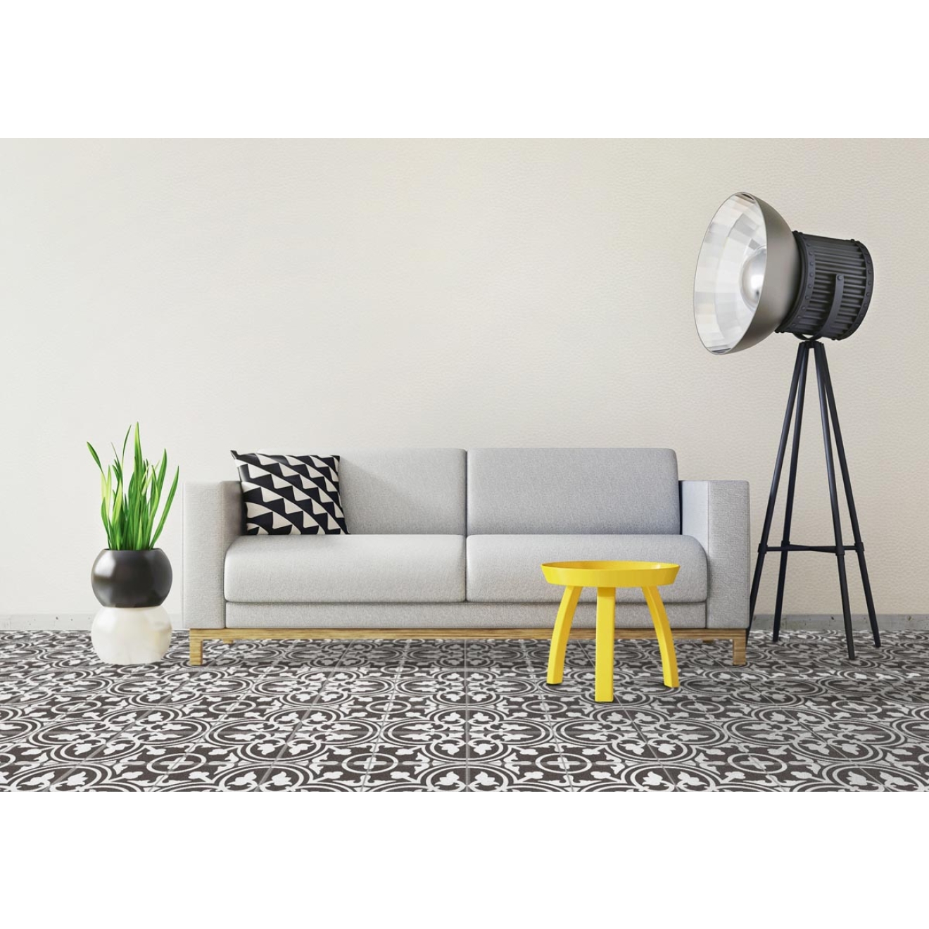 Revoir Paris La Madeleine Flavie Noir matt Wand/Bodenfliese 20x20 cm