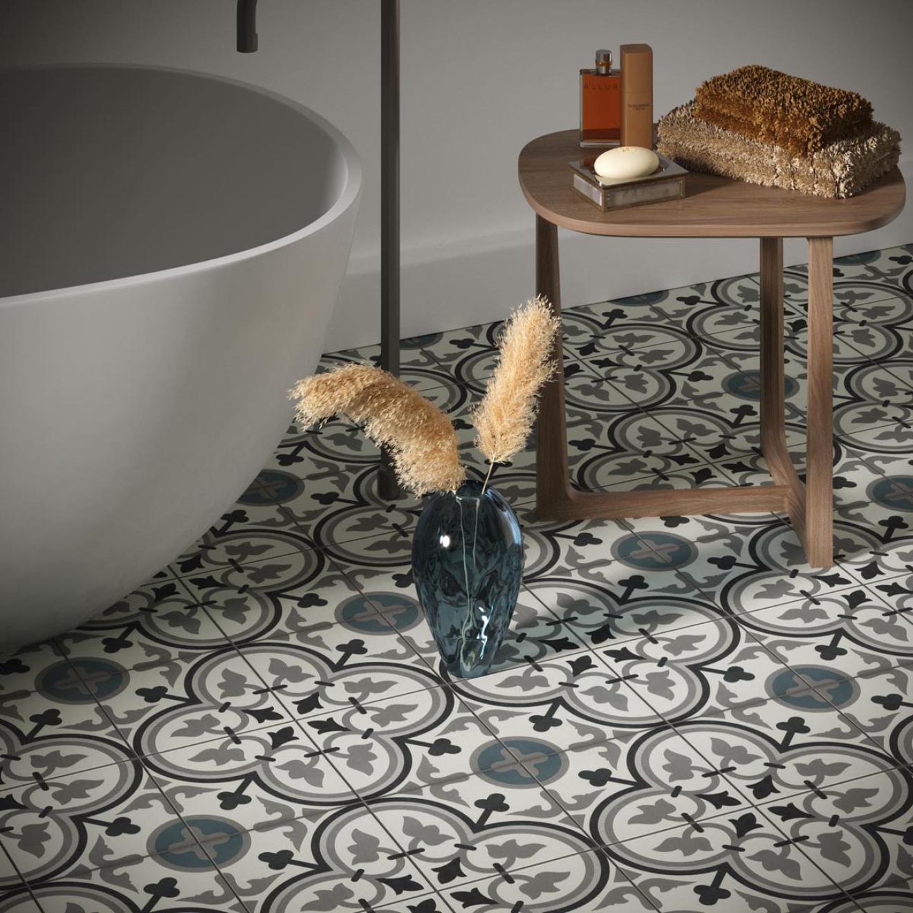 Revoir Paris La Villette George Bleu matt Wand/Bodenfliese 20x20 cm