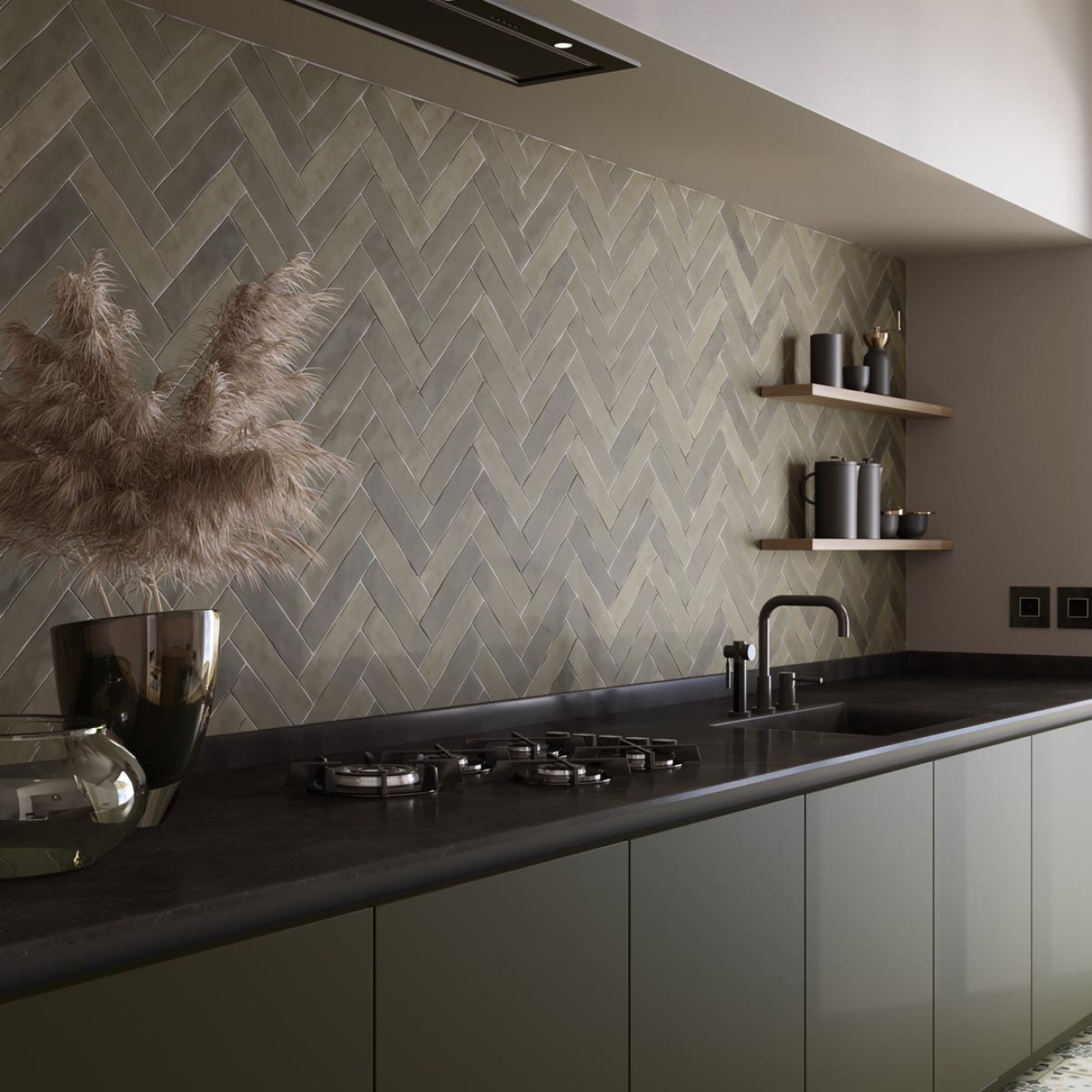 Revoir Paris Atelier Emeraude matt Wandfliese 6,2x25 cm