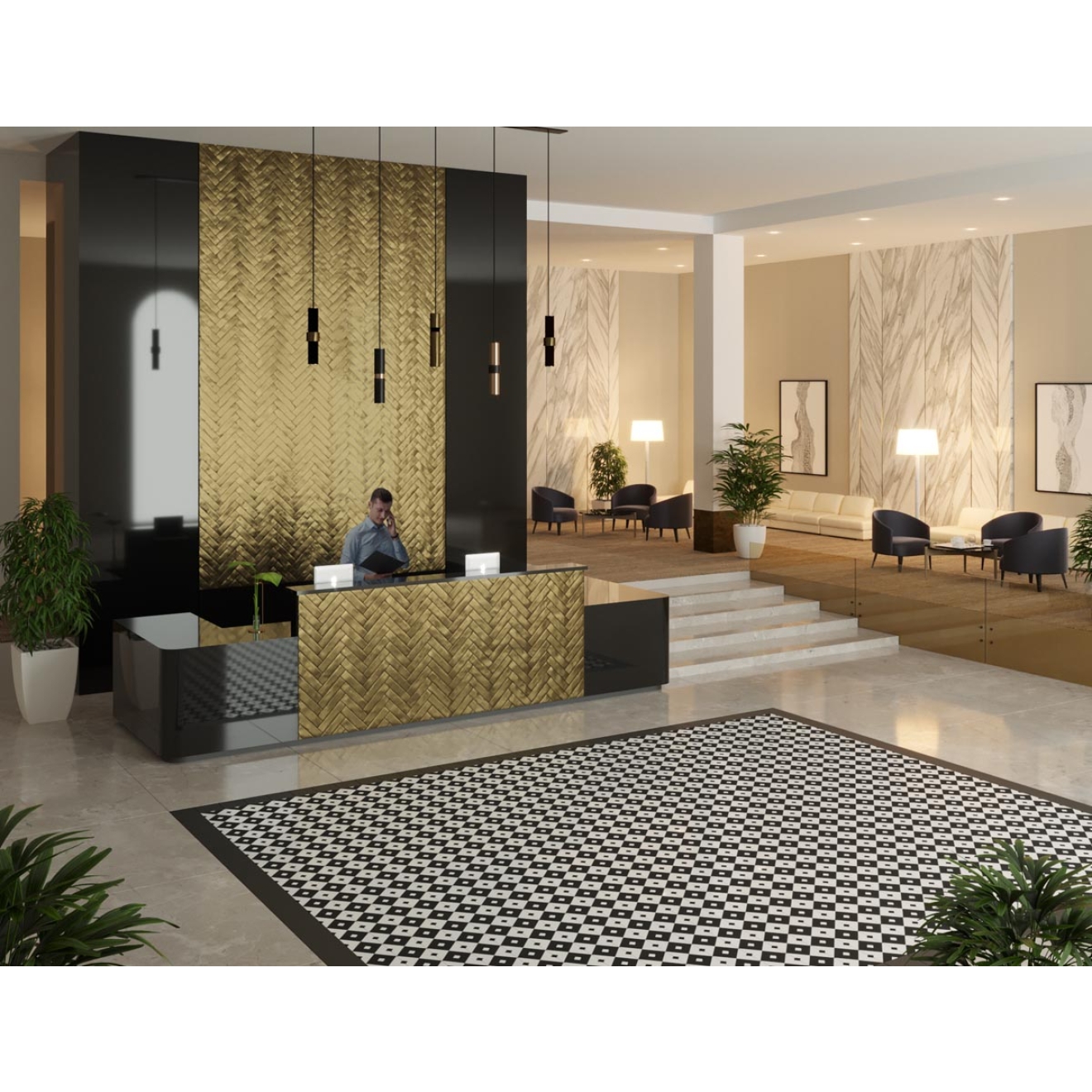 Revoir Paris Atelier Gold Luxe Wandfliese 6,2x25 cm