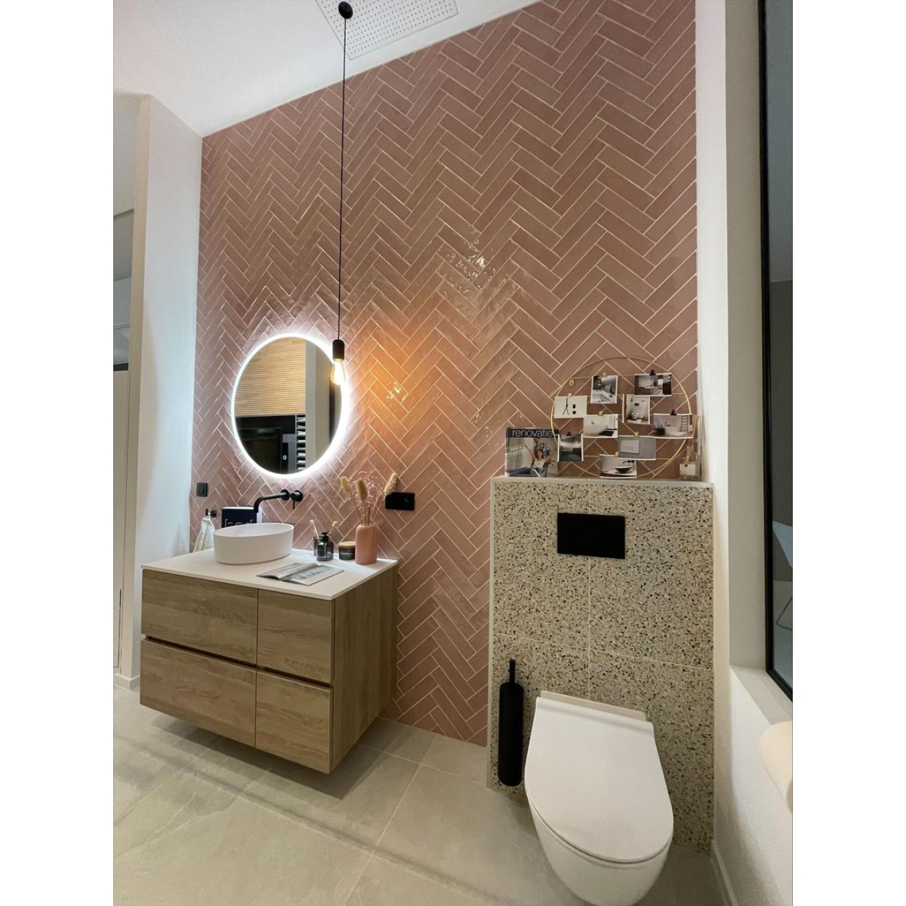 Revoir Paris Atelier Vieux Rose glänzend Wandfliese 6,2x25 cm