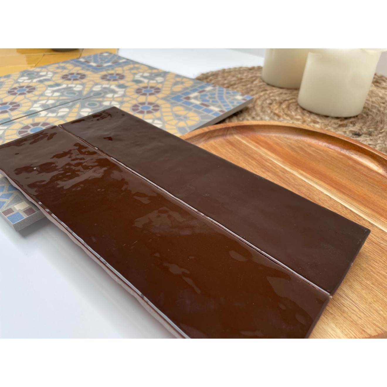 Revoir Paris Studio Brun Retro glänzend Wandfliese 6,2x25 cm