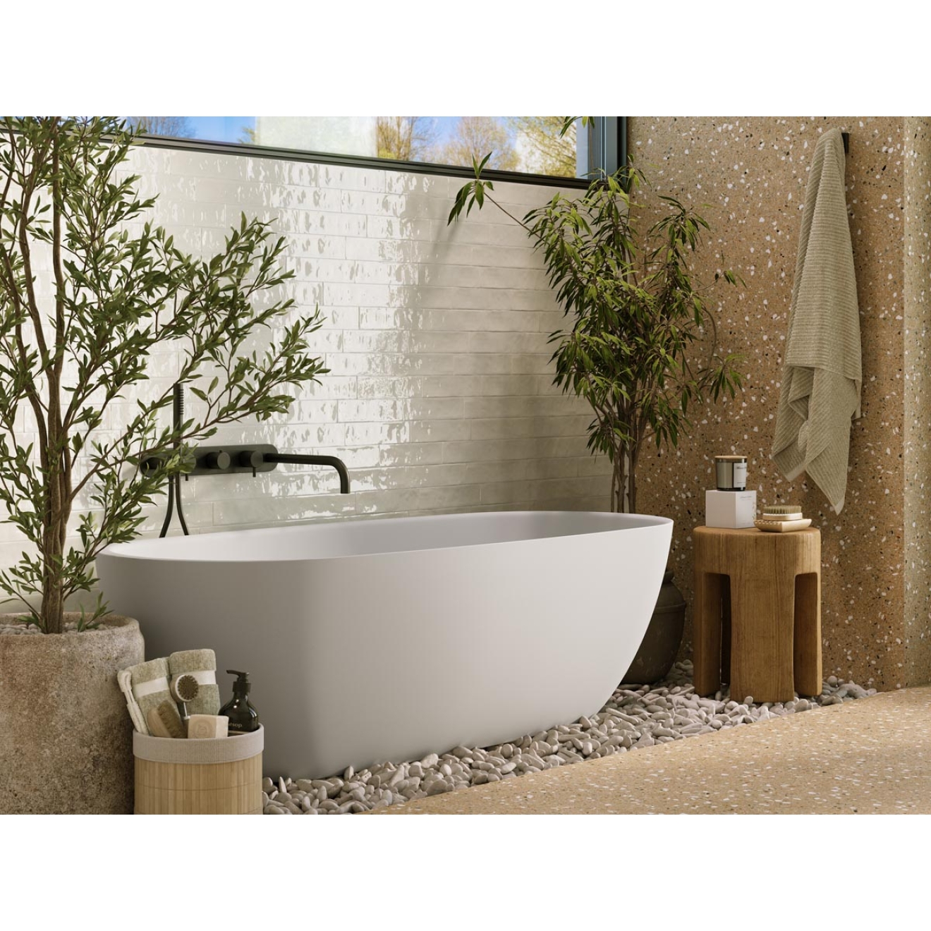 Revoir Paris Studio Creme glänzend Wandfliese 6,2x25 cm