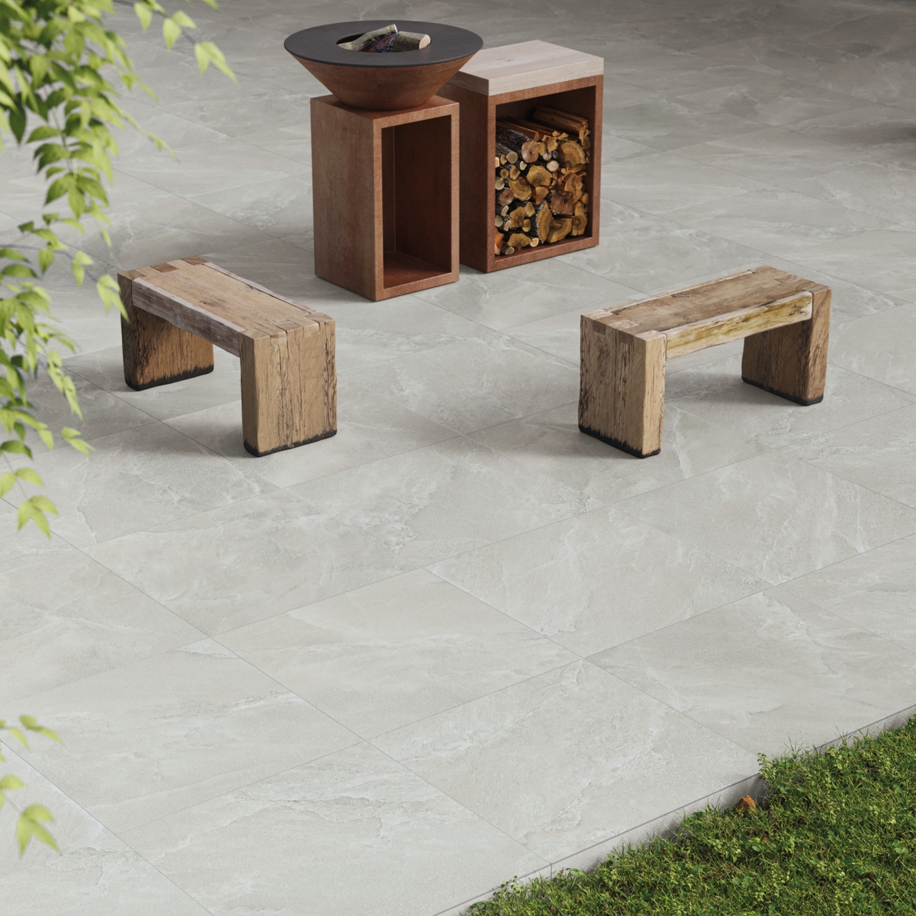 Provenza Saltstone Terrassenplatte Grey Ash matt 80x80 cm