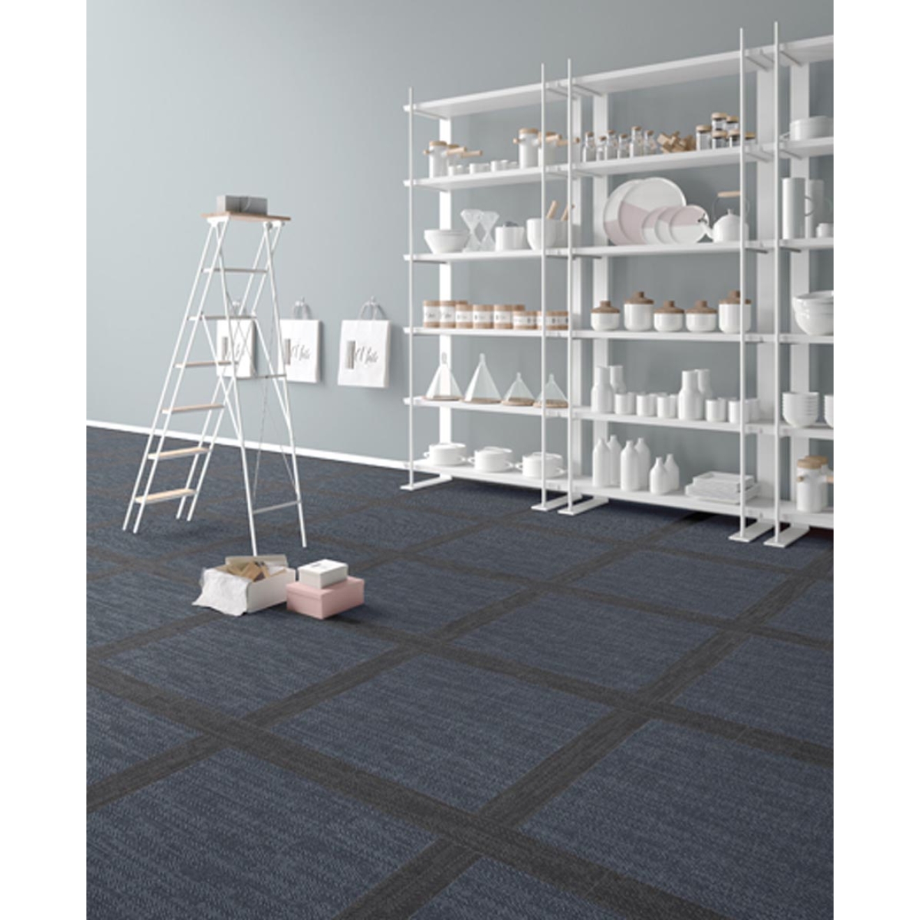 Fliese Sant Agostino Digitalart in der Farbe Night verlegt in einem Showroom