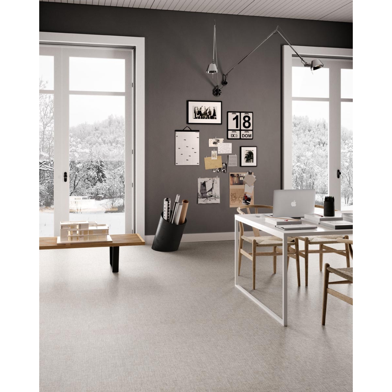 Fliese Sant Agostino Fineart in der Farbe Pearl verlegt in einem Büro