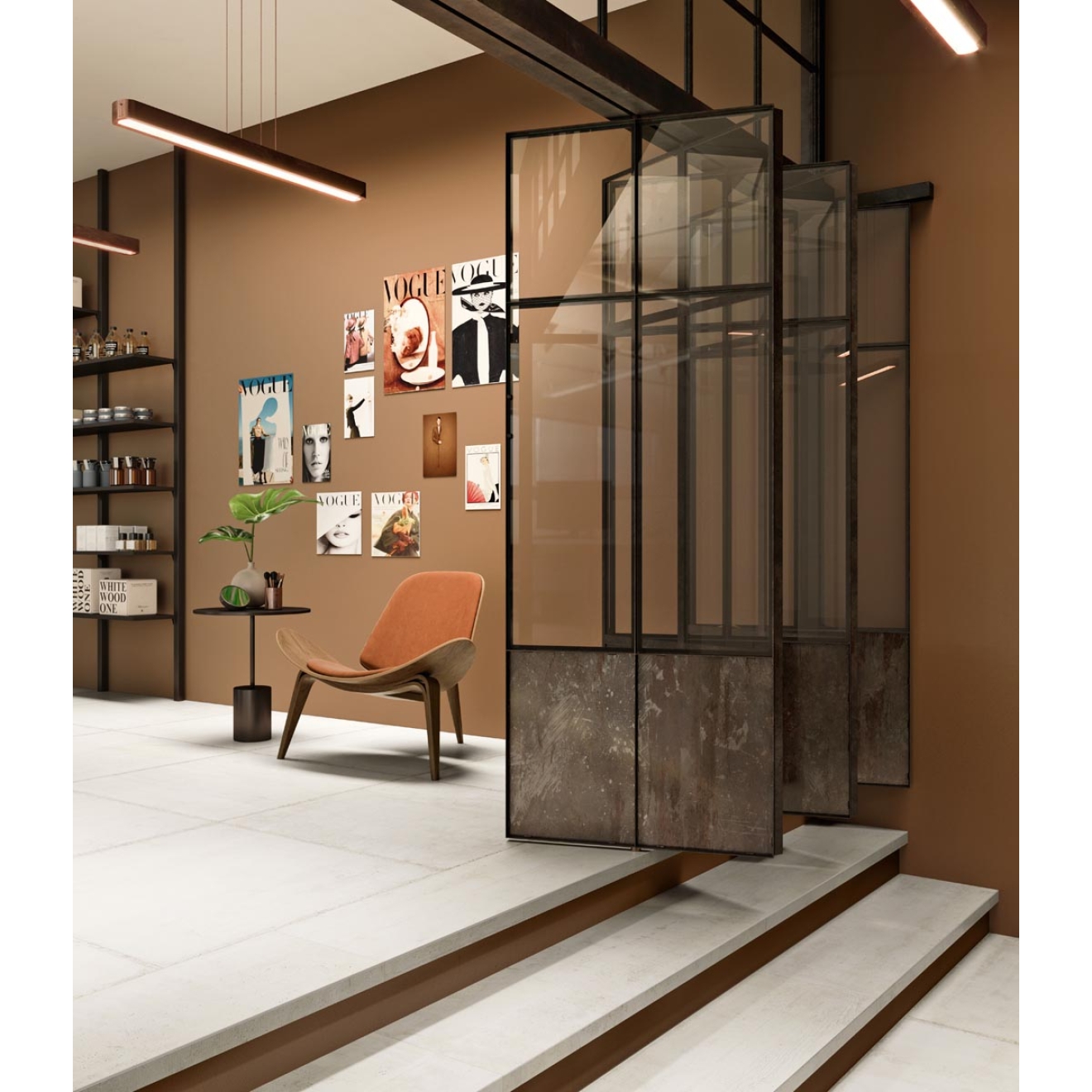 Fliese Sant Agostino Form in der Farbe Light verlegt in einem Geschäft