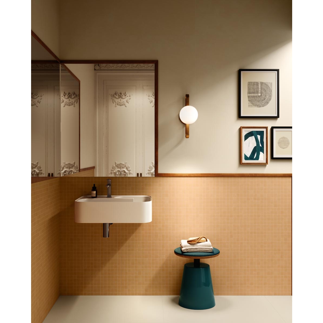 Fliese Sant Agostino Insideart Color in der Farbe Light verlegt in einem Badezimmer