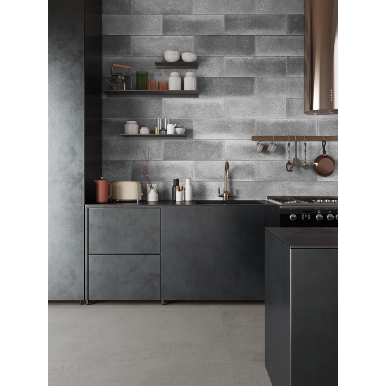 Dekor Sant Agostino Logic in der Farbe Tecno 1 verlegt in einer Küche