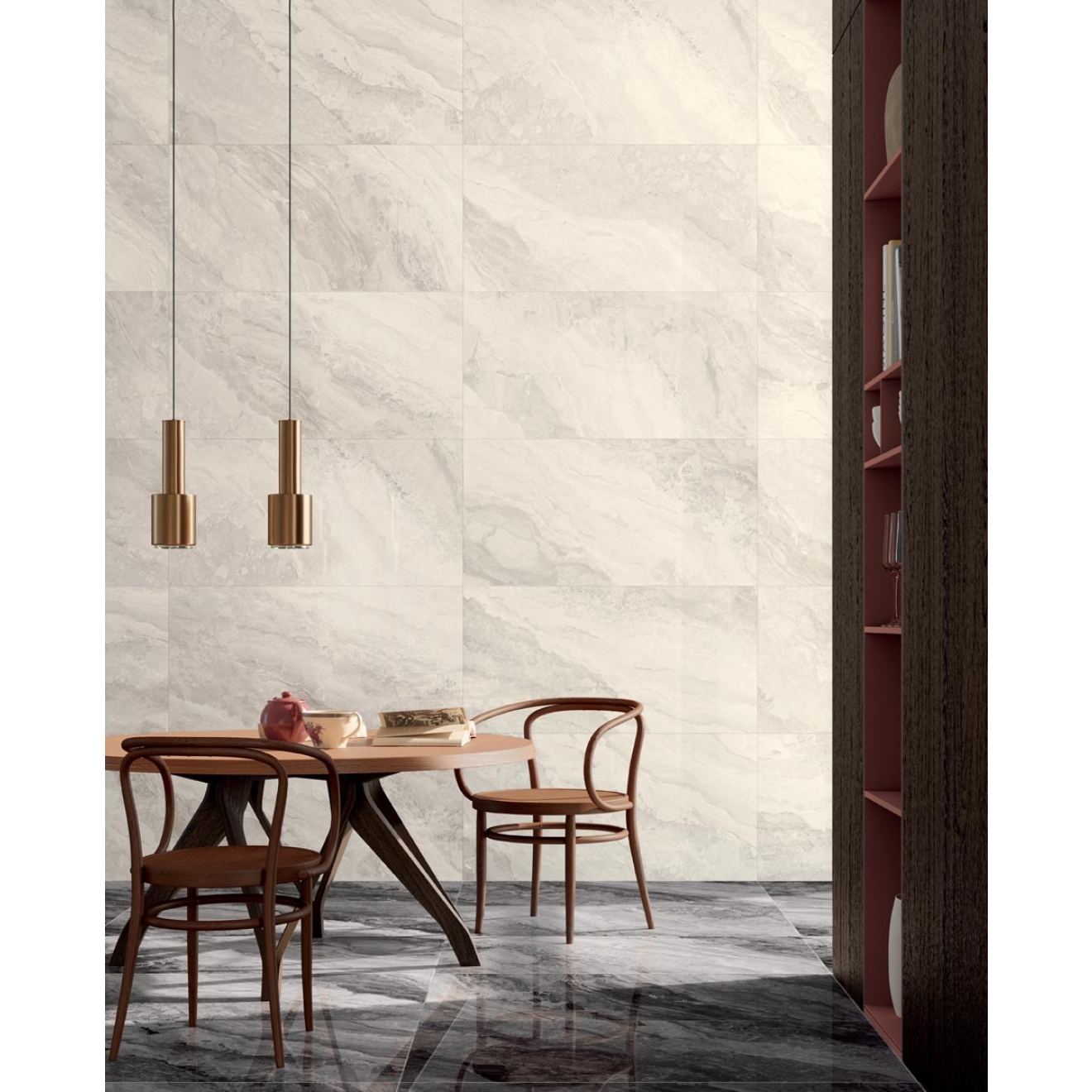 Fliese Sant Agostino Mystic in der Farbe Dark verlegt in einer Küche