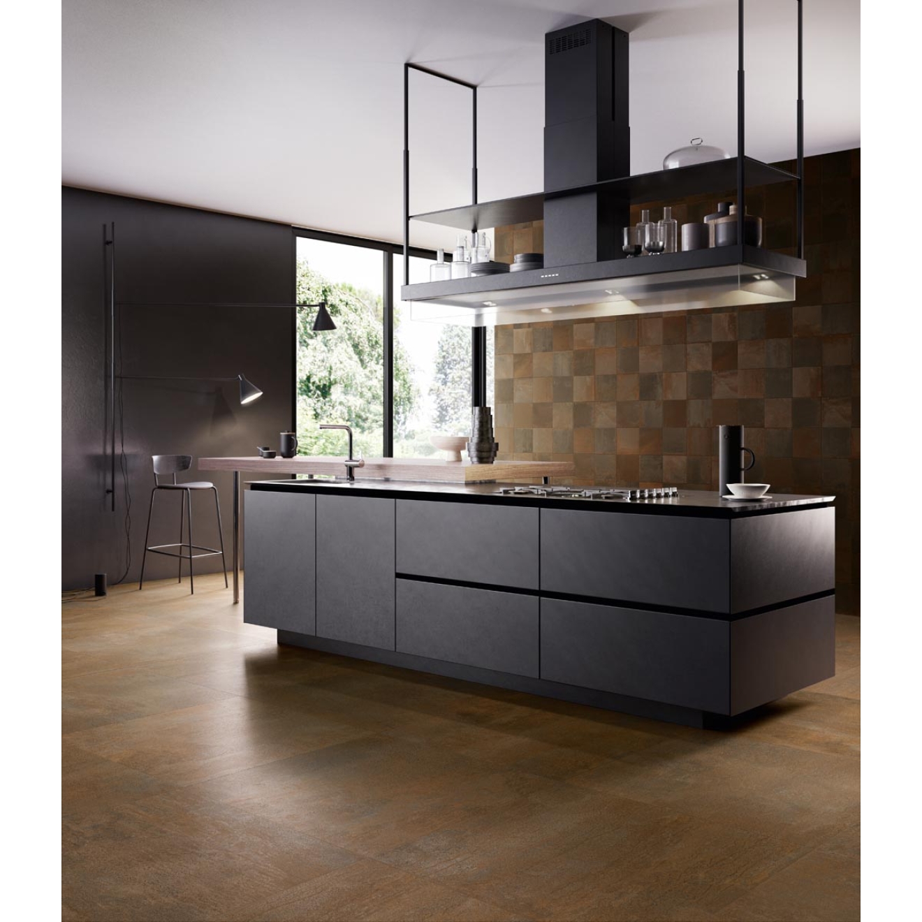 Fliese Sant Agostino Oxidart in der Farbe Copper verlegt in einer Küche