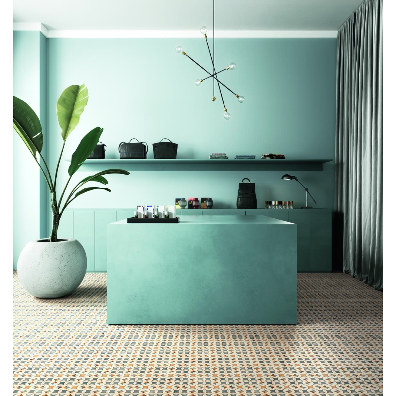 Fliese Sant Agostino Patchwork in der Farbe Colors 4 verlegt in einem Geschäft