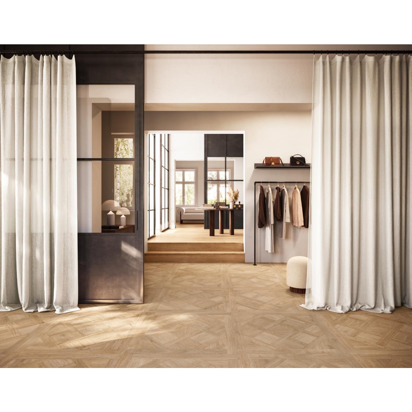 Fliese Sant Agostino Ricordi in der Farbe Classic 1 verlegt in einem Geschäft