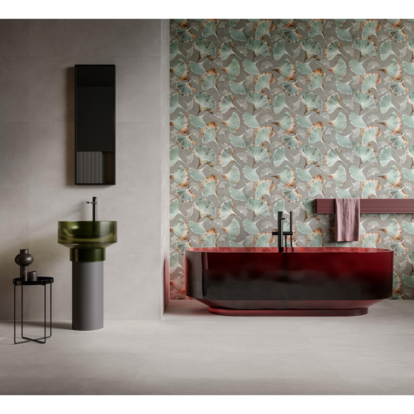 Fliese Sant Agostino Sable in der Farbe Pearl verlegt in einem Badezimmer