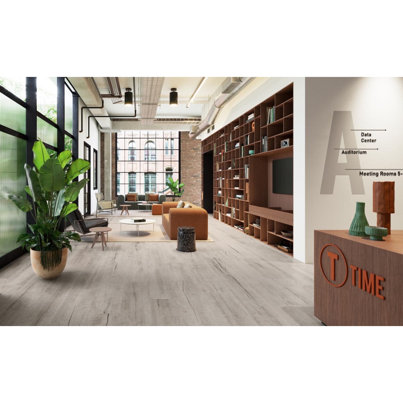 Fliese Sant Agostino Timewood in der Farbe Grey verlegt in einem Hotel