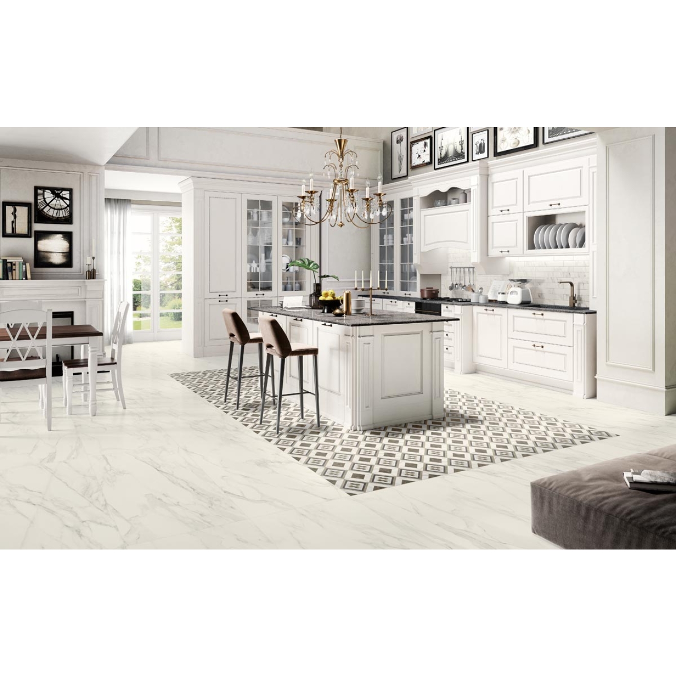 Fliese Sant Agostino Trumarmi in der Farbe Extra verlegt in einer Küche