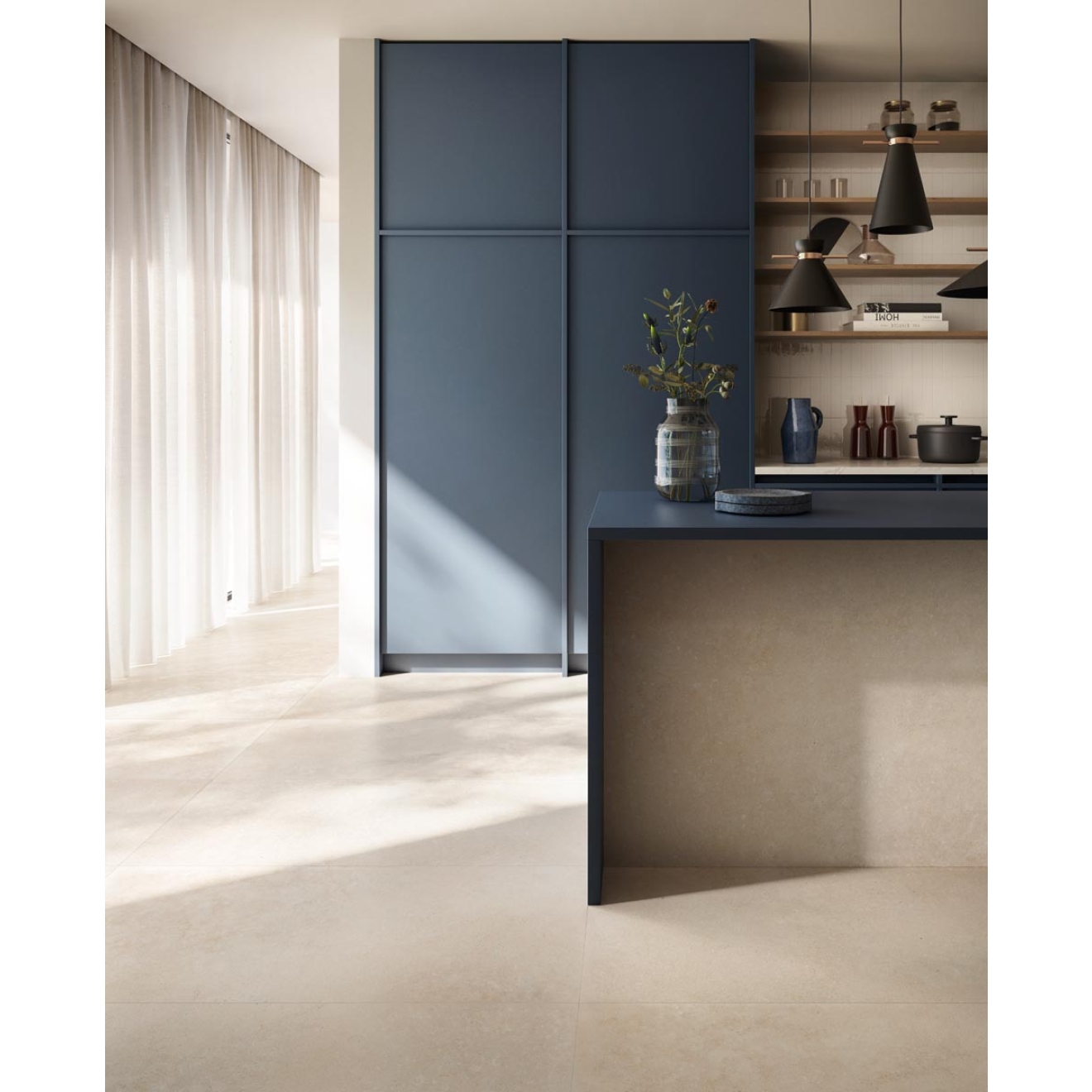 Fliese Sant Agostino Unionstone 2 in der Farbe Olimpia Avorio verlegt in einer Küche