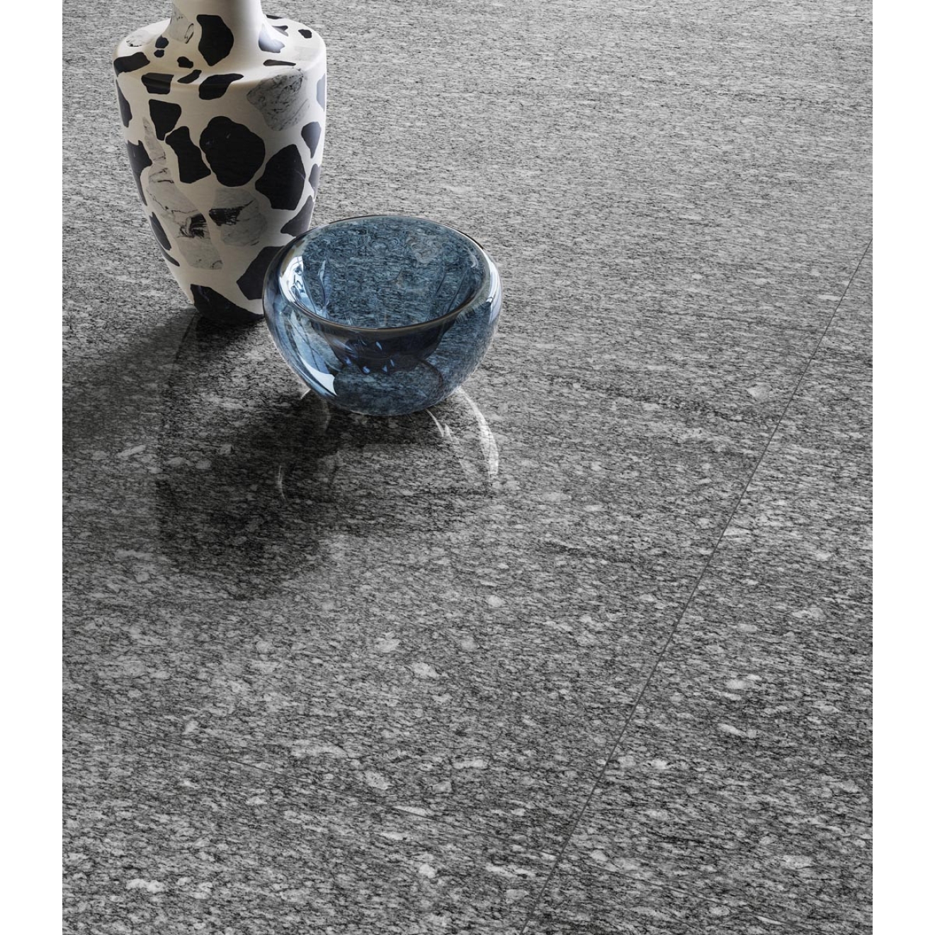 Fliese Sant Agostino Unionstone in der Farbe London Grey verlegt unter einer Schüssel