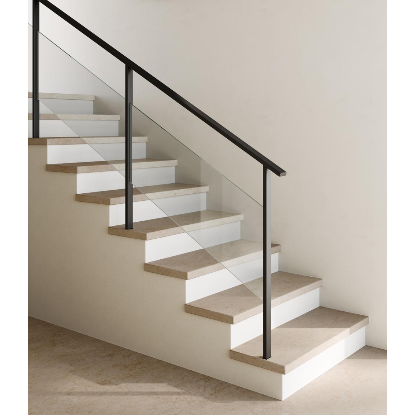 Fliese Sant Agostino Unionstone in der Farbe Jura Stone verlegt an einer Treppe