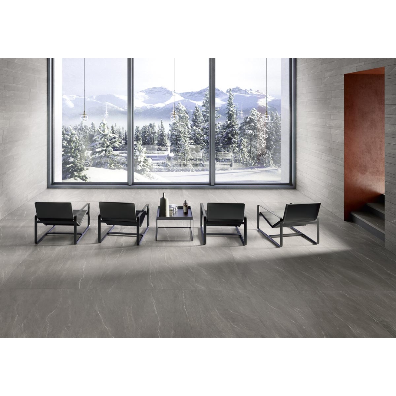 Fliese Sant Agostino Waystone in der Farbe Grey verlegt in einem Spa