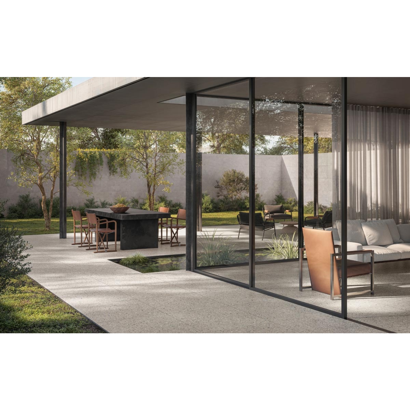 Sant Agostino Gravel Full Grey Antislip Terrassenplatte 90x90 cm