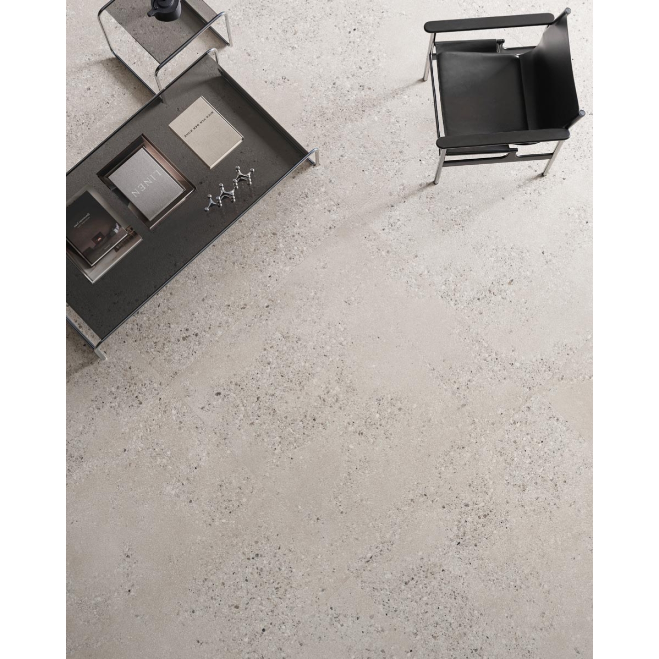 Sant Agostino Gravel Large Pearl NAT Boden- und Wandfliese 120x120 cm