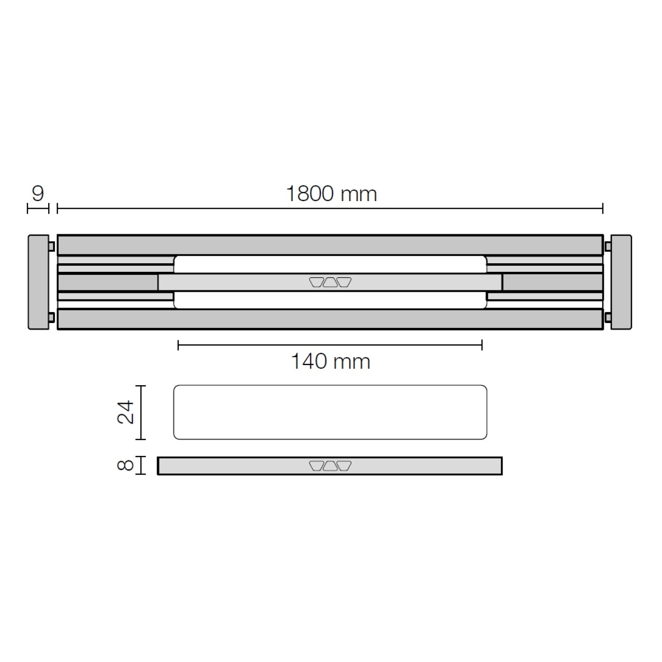 Schlüter KERDI-LINE-VARIO Entwässerungsprofil 180 cm WAVE 42 Grau