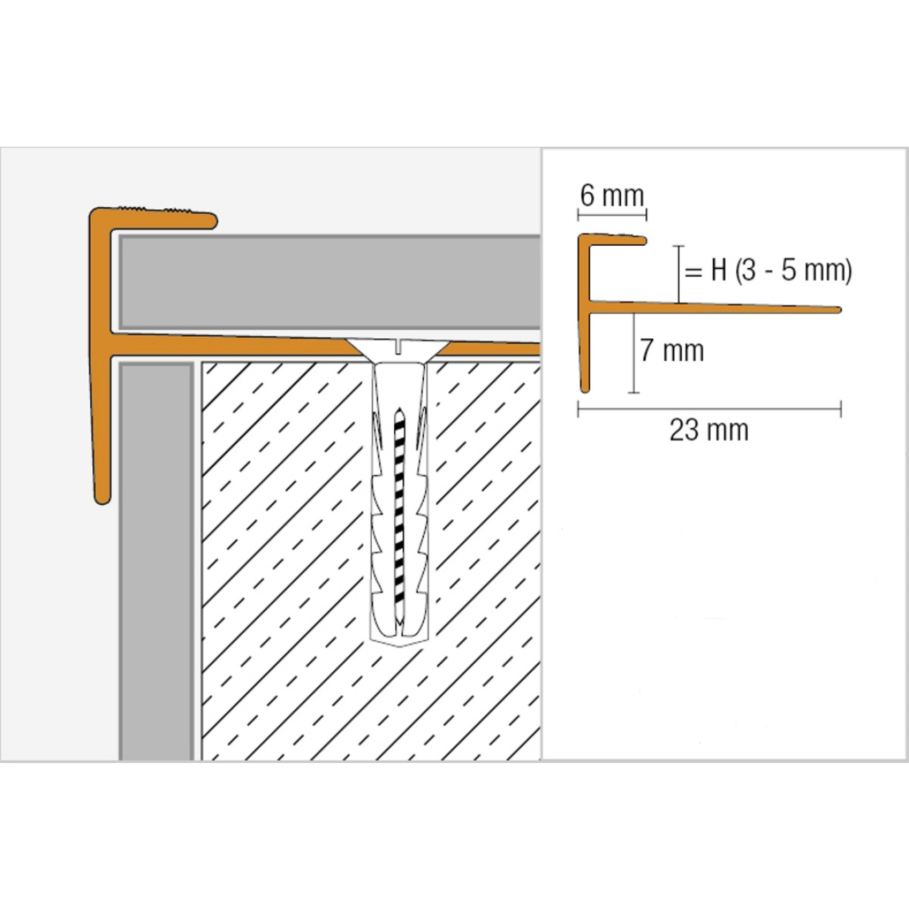 Schlüter VINPRO-STEP Treppenprofil (eckig) chrom gebürstet Höhe: 4 mm