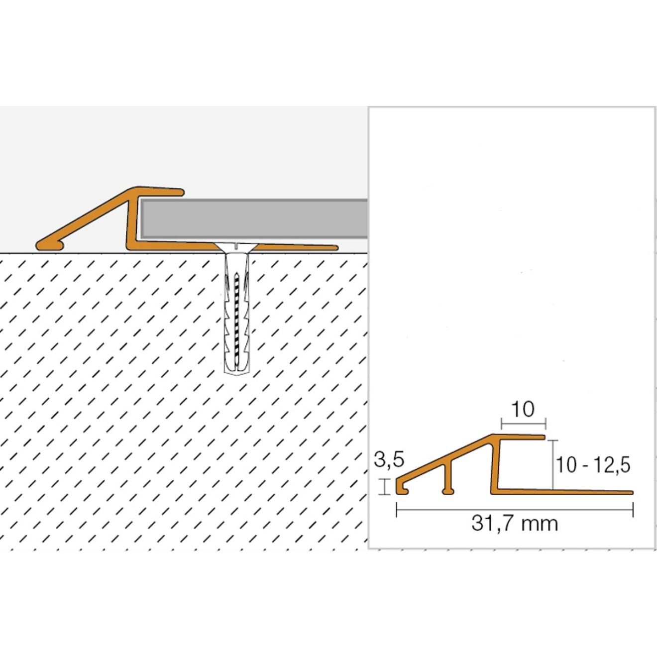 Schlüter VINPRO-U Übergangsprofil (mit Höhenunterschied) chrom gebürstet Höhe: 10 mm