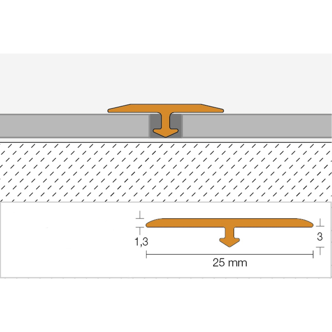 Schlüter VINPRO-T Übergangsprofil (höhengleich) chrom gebürstet Breite: 25 mm
