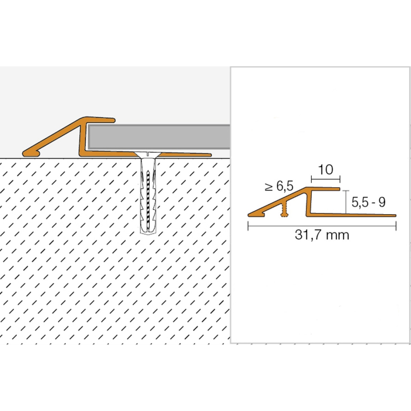 Schlüter VINPRO-U Übergangsprofil (mit Höhenunterschied) antik bronze gebürstet Höhe: 5,5 mm