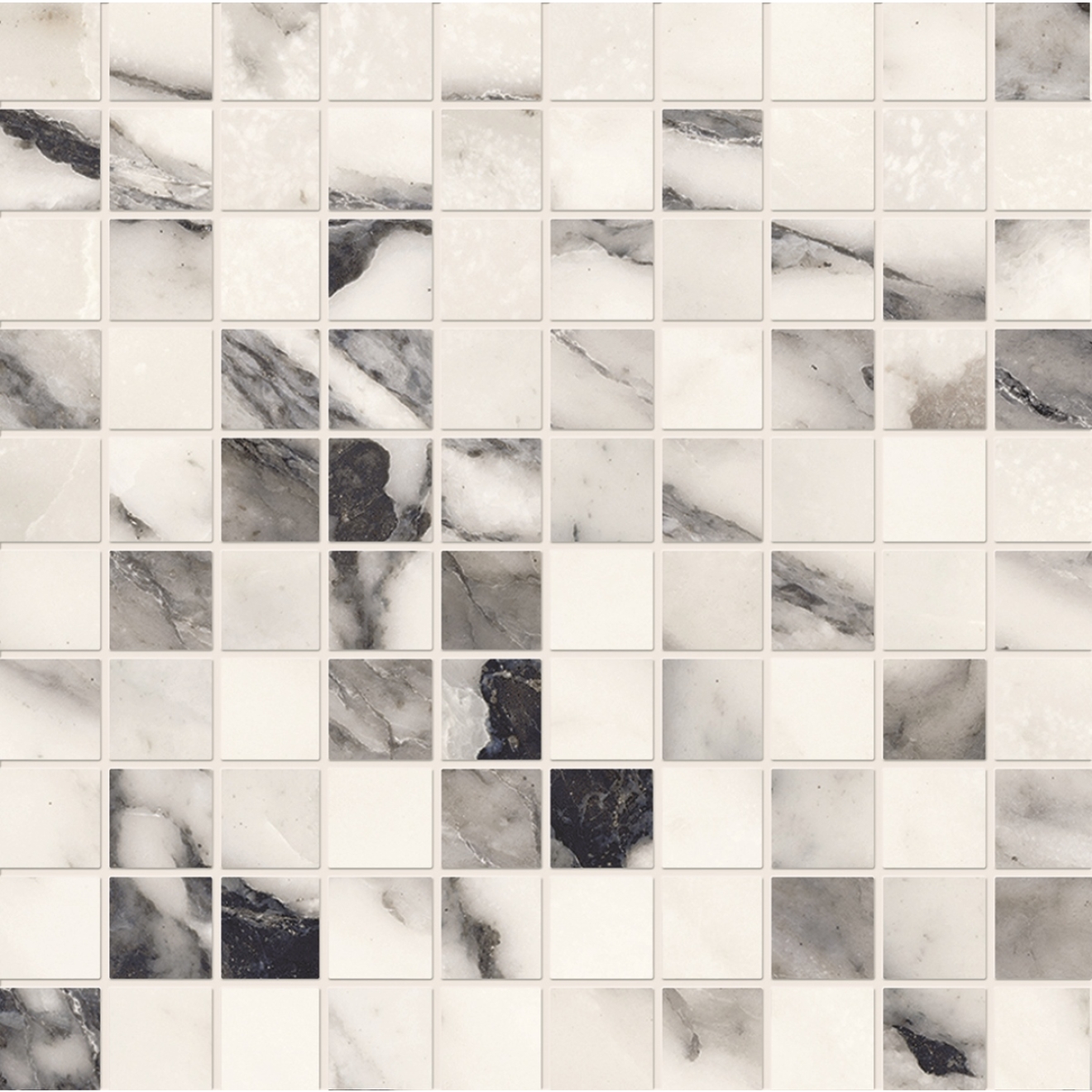 Provenza Unique Marble Mosaik 3x3 Bianco Siena glänzend Matte 30x30 cm