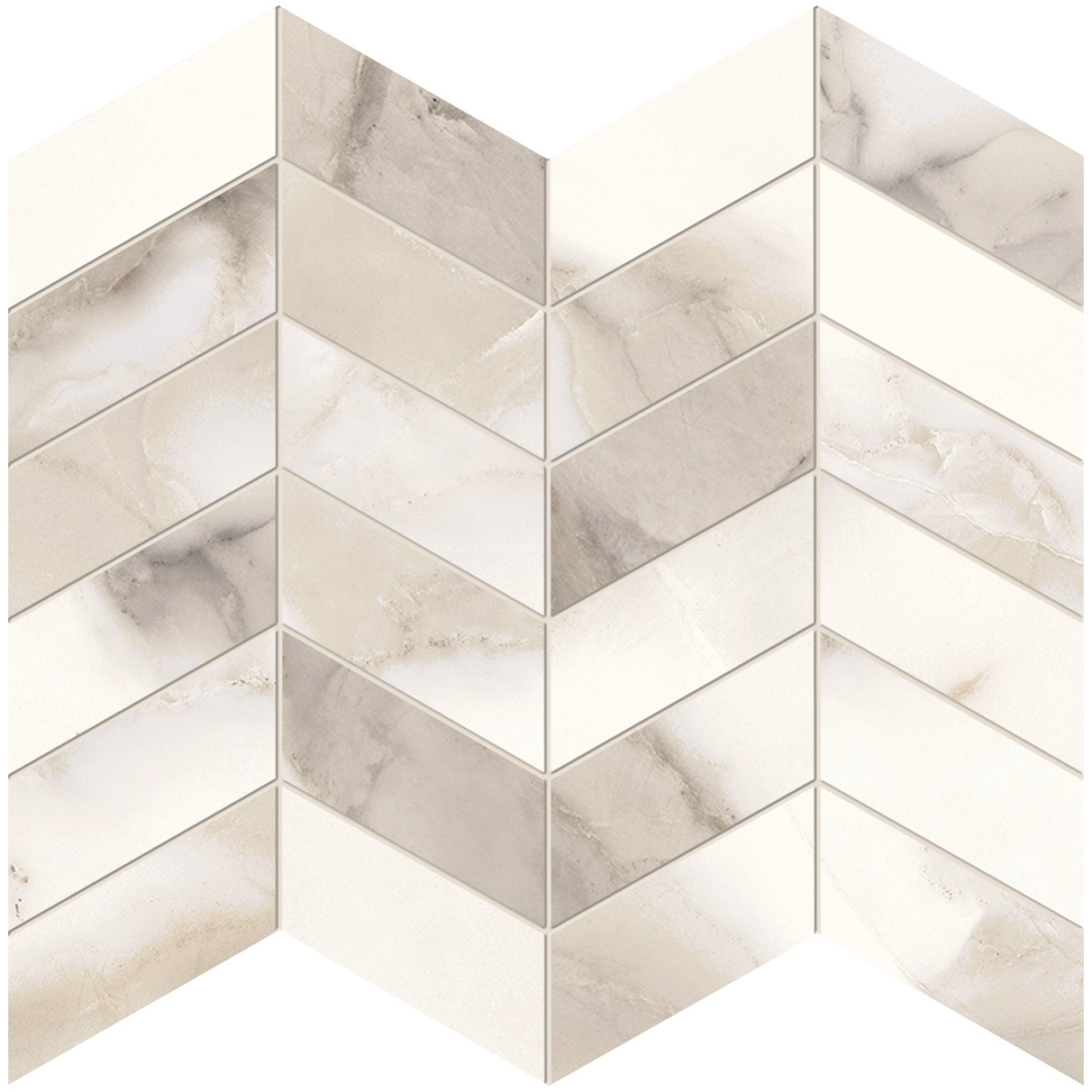 Provenza Unique Marble Mosaico Arrows Calacatta Regale matt SilkTech Matte 30x30 cm