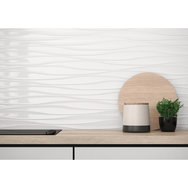 Keraben Superwhite Dekor weiß Wind gloss glänzend 30x90 cm