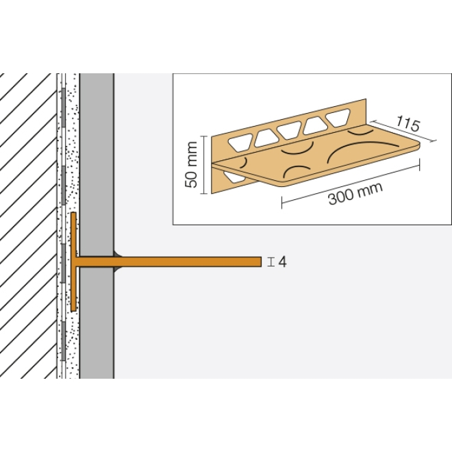 Schlüter Wandablage SHELF-W Creme 300x115 mm