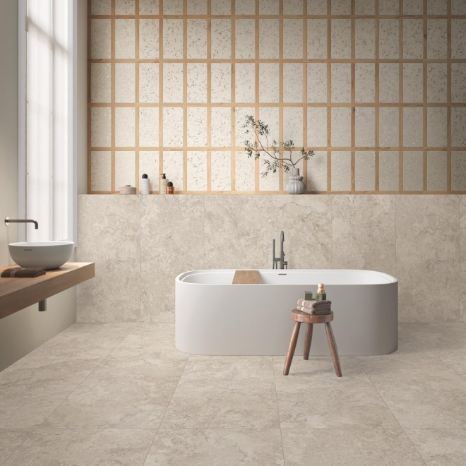 Mirage Nöriven Oyster Cross NV 02 Spazzolato Boden- und Wandfliese 10x60 cm