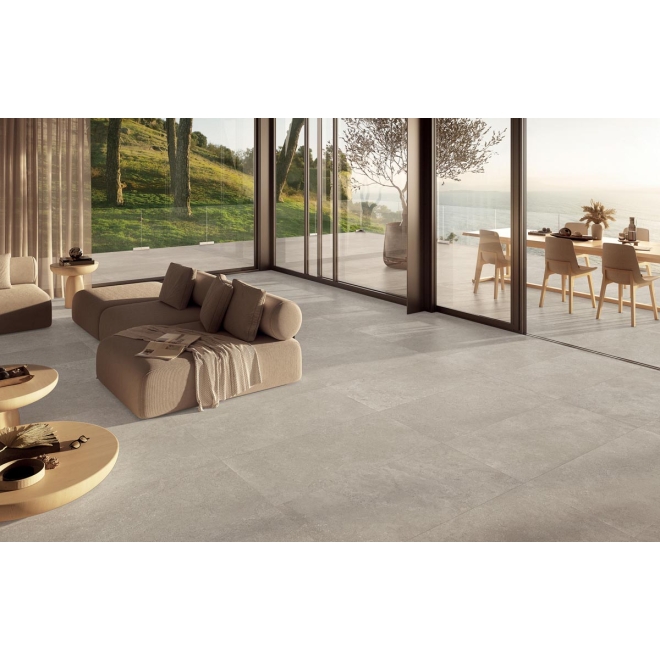 Terrassenplatte Mirage ReStone in der Farbe Safari verlegt auf einer Terrasse