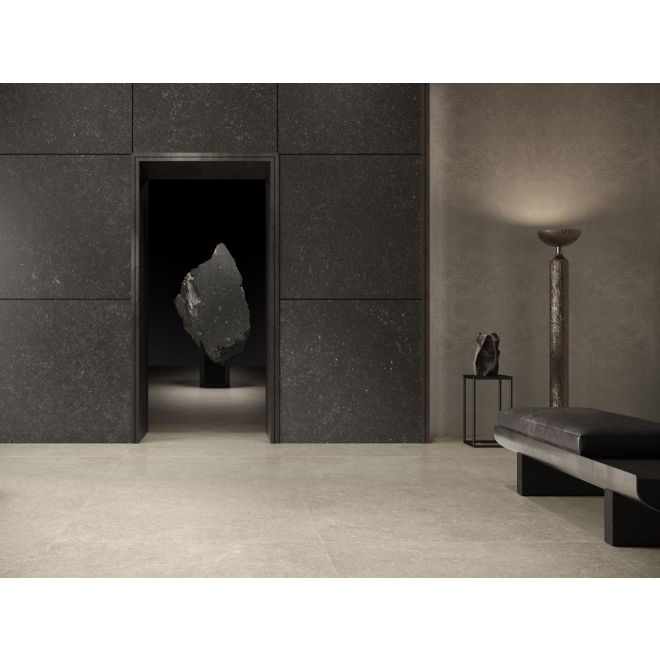 Fliese Cotto d'Este Legend in der Farbe Fossil Grey verlegt in einem Museum