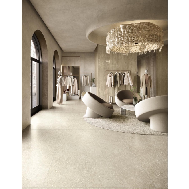 Fliese Cotto d'Este Legend in der Farbe Primal White verlegt in einer Boutique
