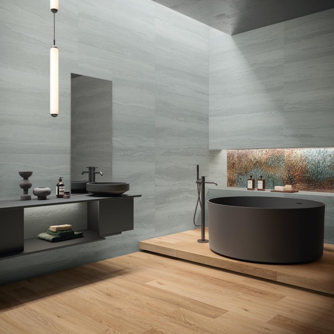 Flaviker Double Linear Mint Boden- und Wandfliese Natural 80x160 cm