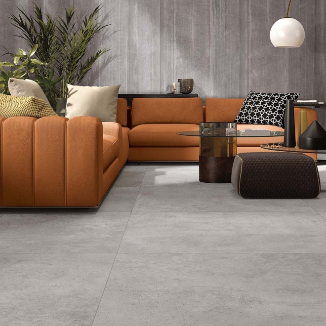 Flaviker Hyper Bodenfliese Silver matt 120x120 cm